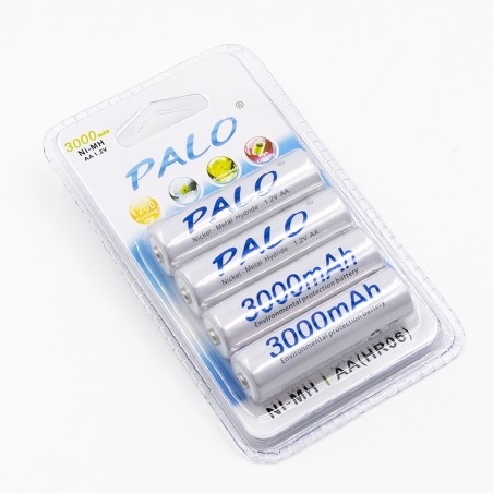 AA įkraunamos baterijos PALO 3000mAh, Ni-Mh, 2200mAh, 1.2V, 4 vnt.