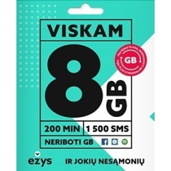 EŽYS 8GB + 200 min. + 1500 SMS PAKUOTĖ