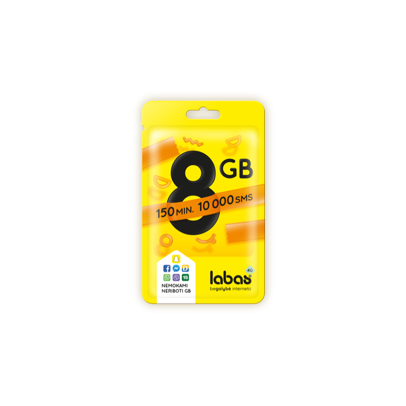 LABAS 8GB + 150 min. + 10 000 SMS PAKUOTĖ